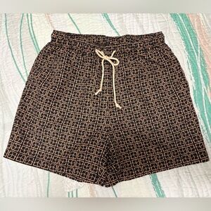 SHEIN Black and Brown Patterned Shorts